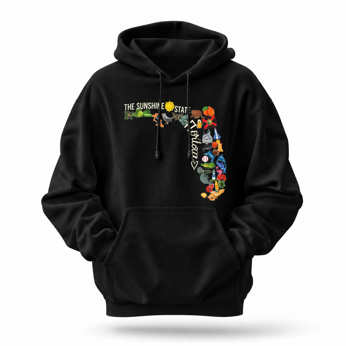 Florida Sunshine State Map Icons Collage Hoodie
