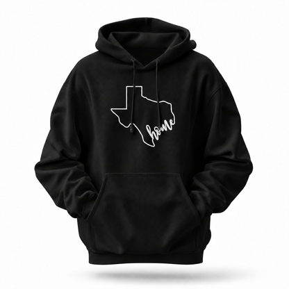 Texas Home State Outline Minimalist Script Hoodie