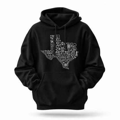 Texas State Map Line Art Icons Hoodie