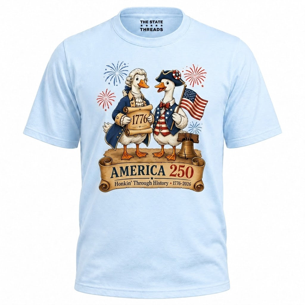 America 250 Honkin Through History Founding Goose Shirt