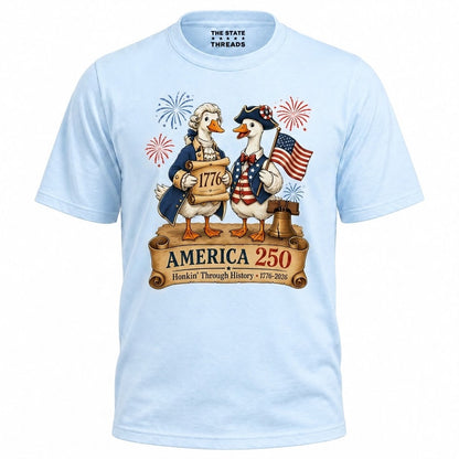 America 250 Honkin Through History Founding Goose Shirt