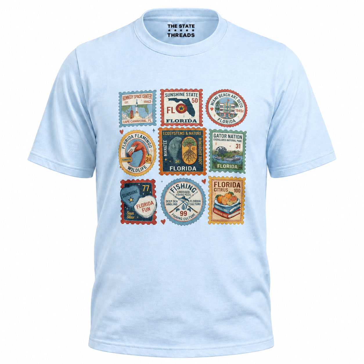 Florida Vintage Stamp Collage Sunshine State Travel Shirt