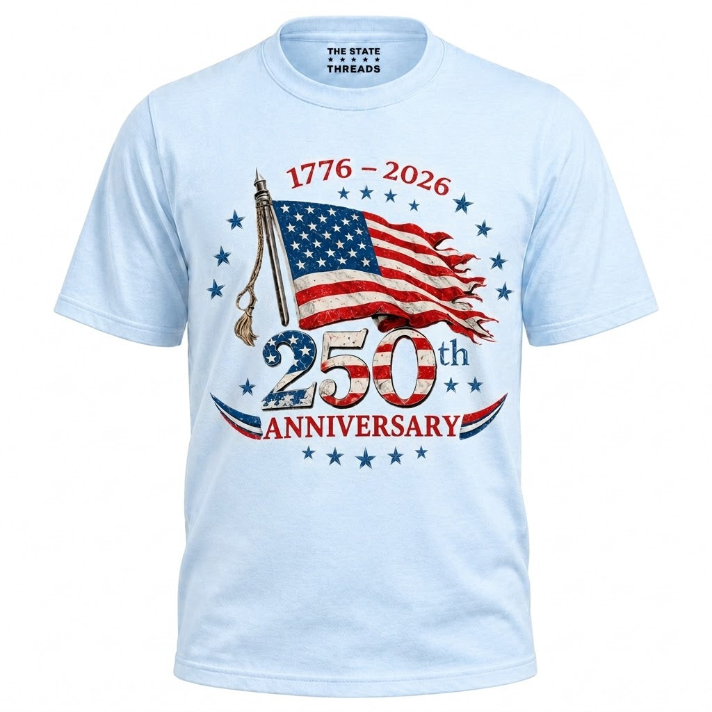 America 250th Anniversary Waving Flag Vintage Patriotic Shirt
