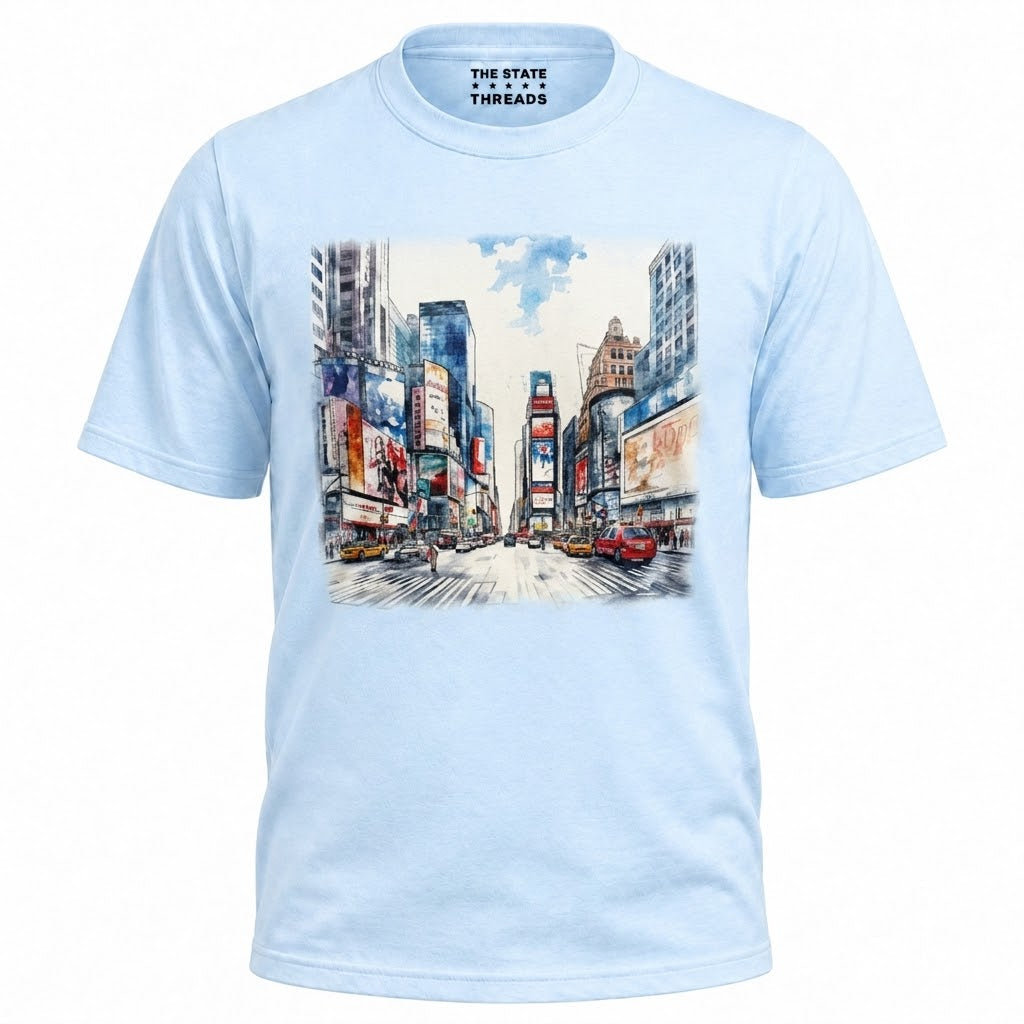 Times Square New York City Watercolor Sketch Shirt
