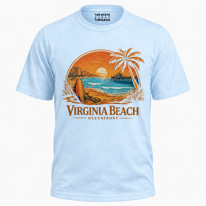 Virginia Beach Retro Sunset Surfboard Shirt