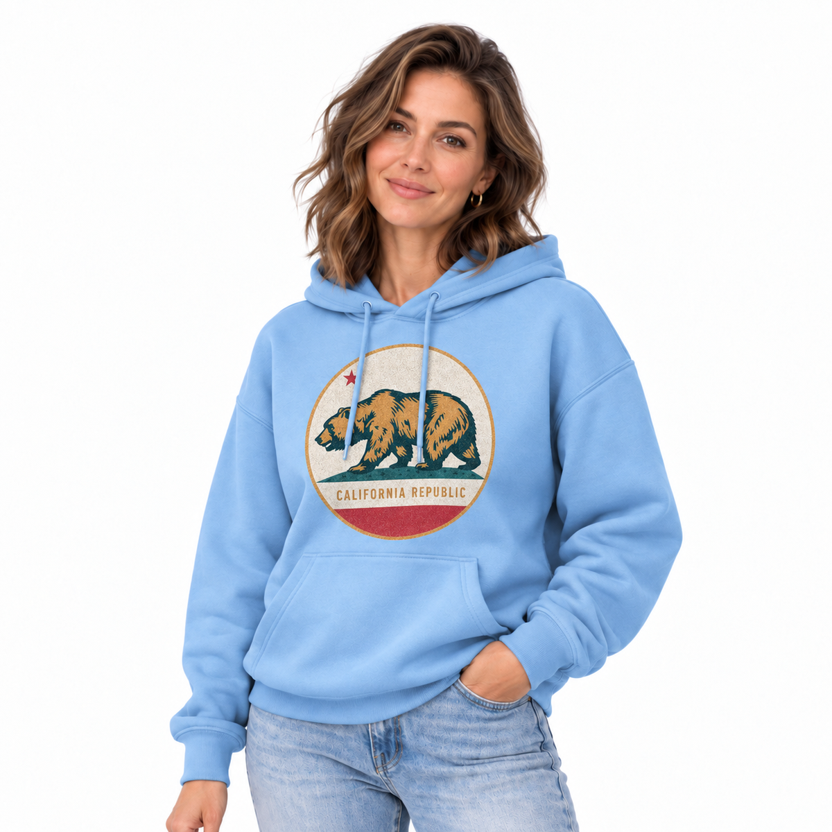 California Republic Bear Flag Vintage Circle Hoodie