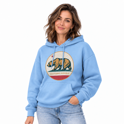 California Republic Bear Flag Vintage Circle Hoodie