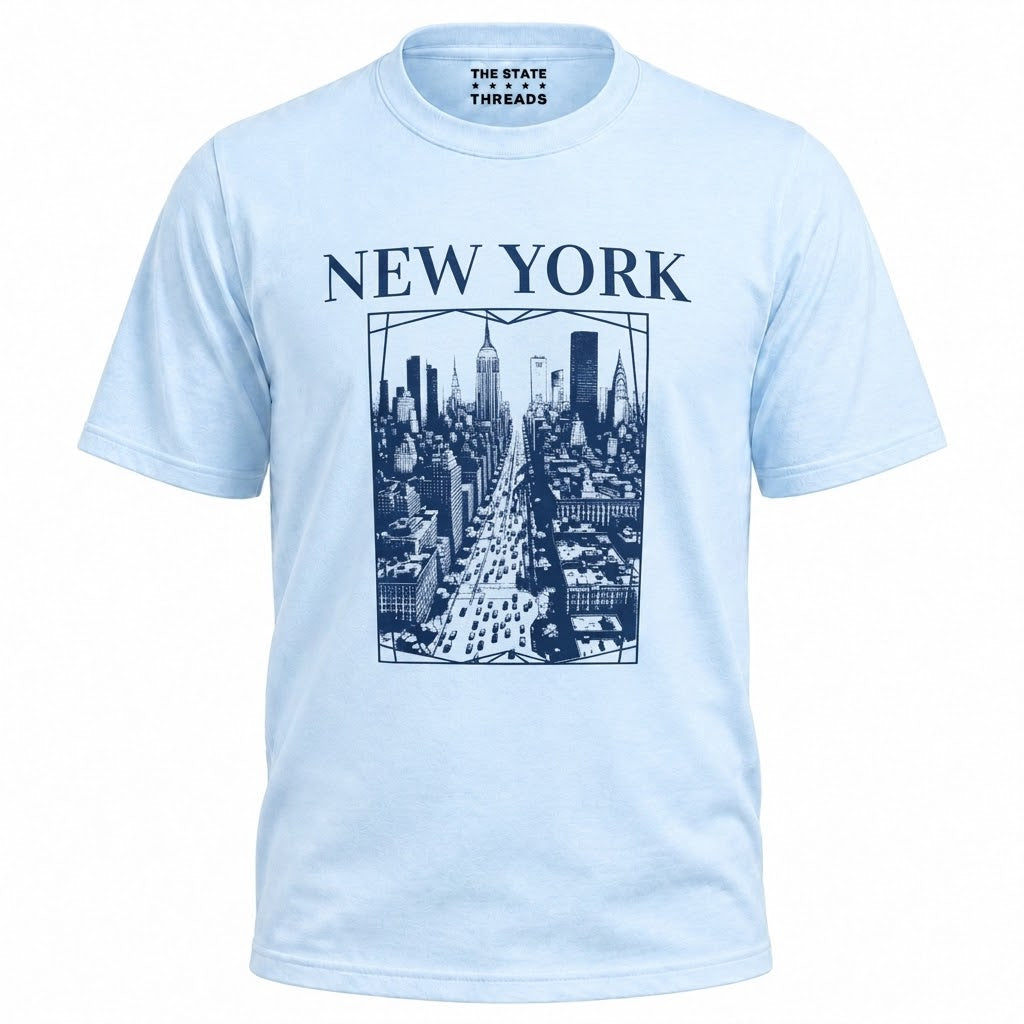 New York Retro City Art Blueprint Skyline Shirt