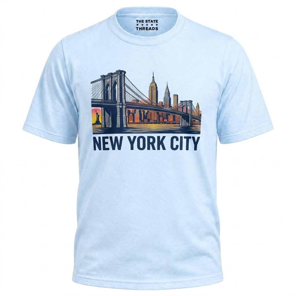 New York City Brooklyn Bridge Sunset Skyline Shirt