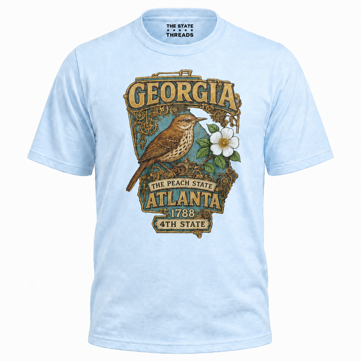 Georgia Steampunk State Bird Flower Peach State Shirt