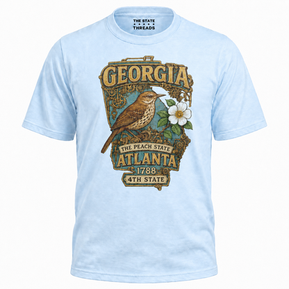 Georgia Steampunk State Bird Flower Peach State Shirt