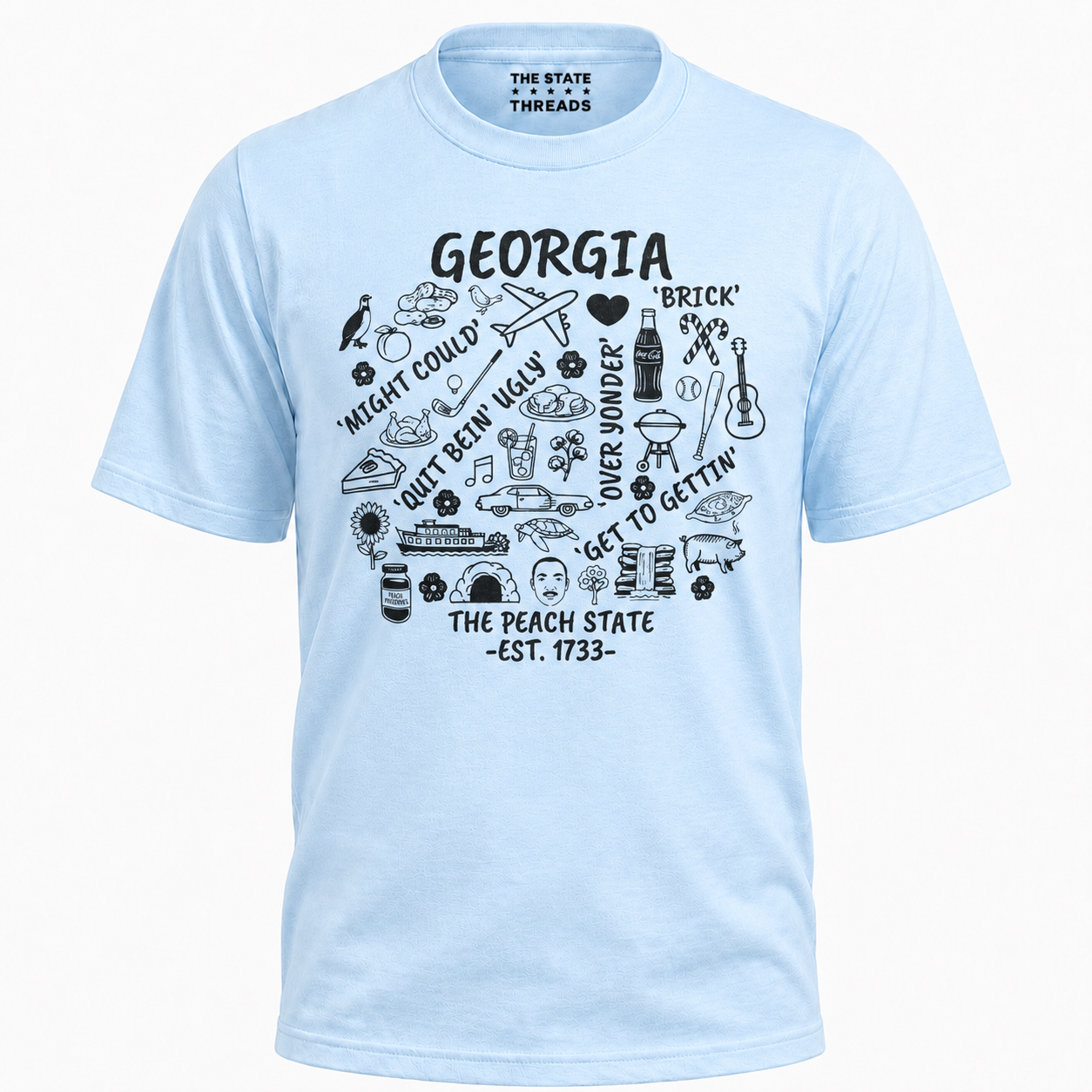 Georgia Peach State Southern Slang Icons Culture Shirt