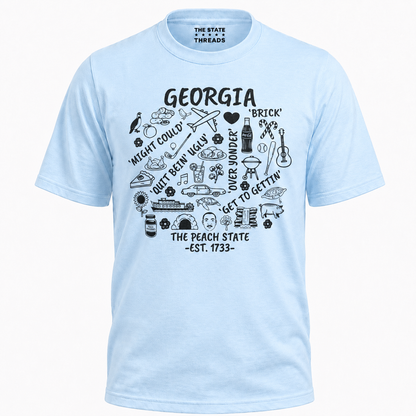 Georgia Peach State Southern Slang Icons Culture Shirt