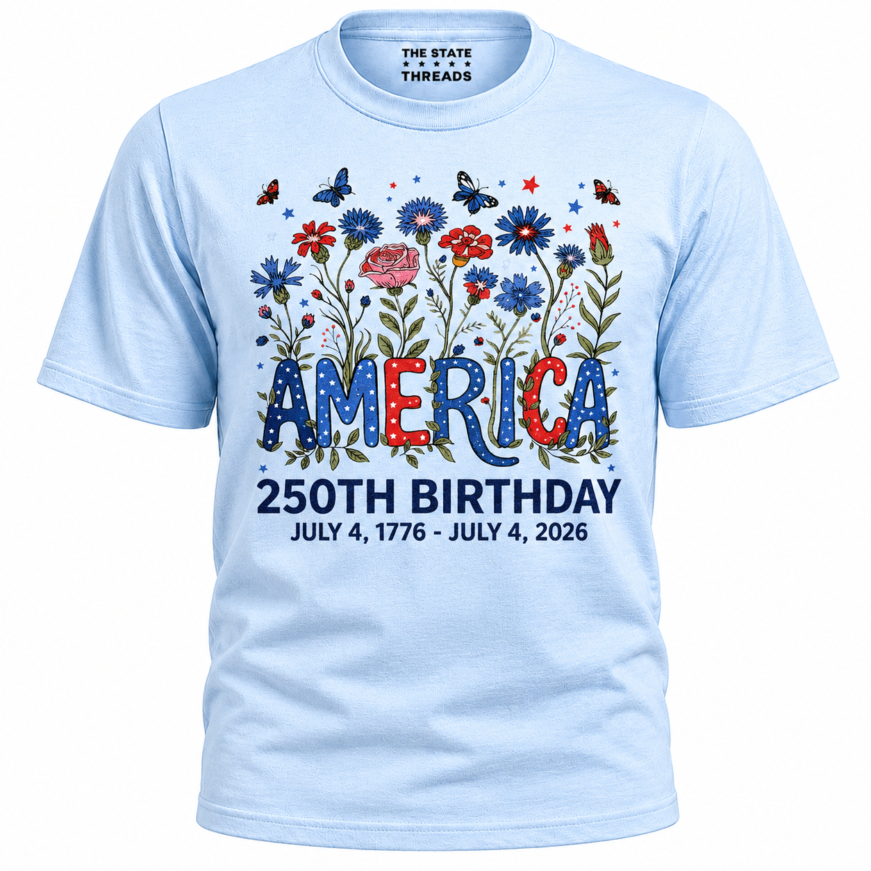 America 250 Floral Birthday Shirt