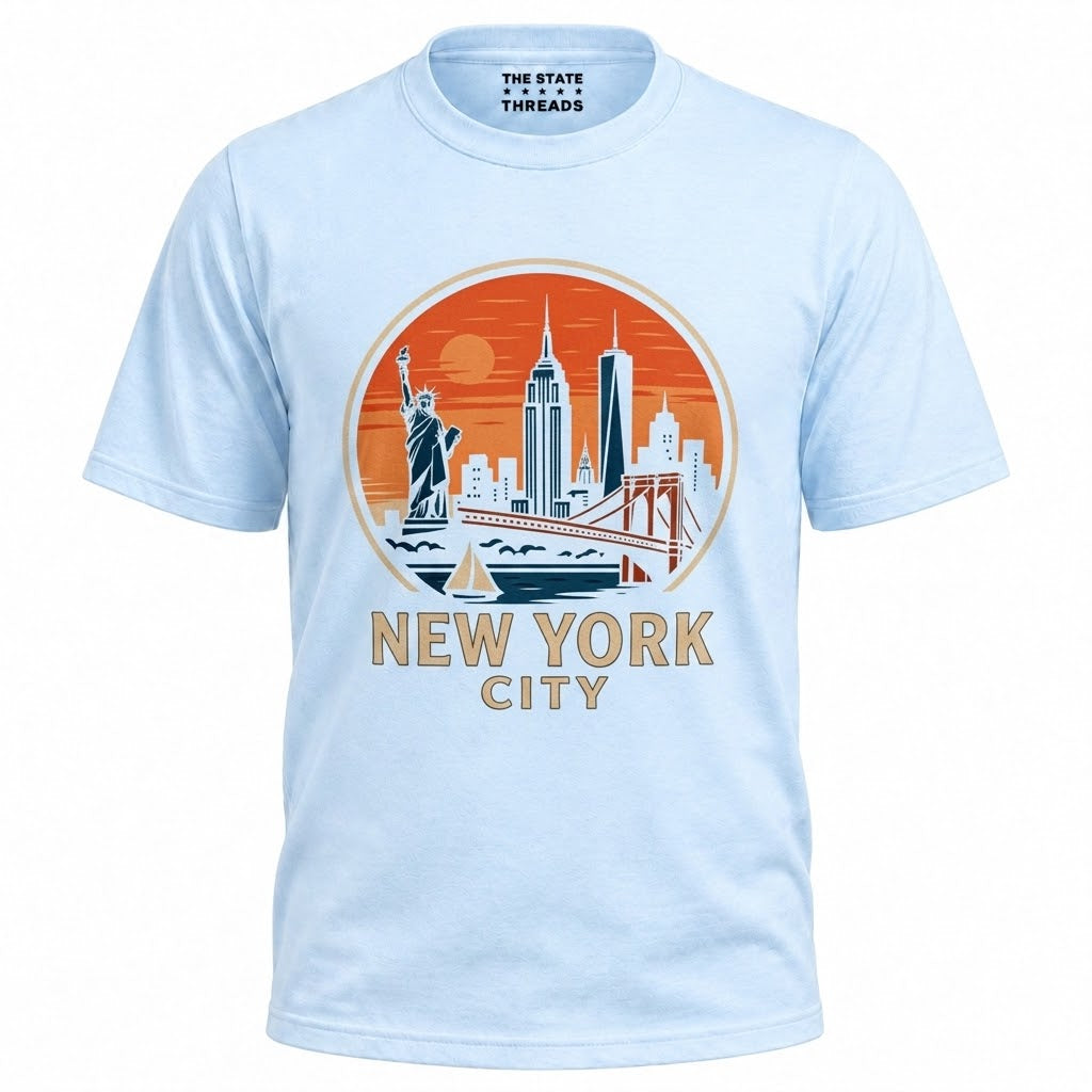 New York City Retro Sunset Circle Badge Shirt