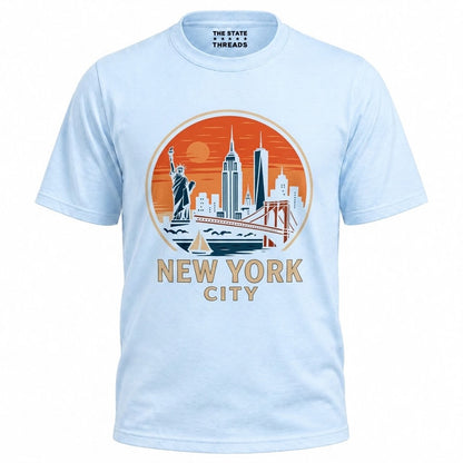 New York City Retro Sunset Circle Badge Shirt