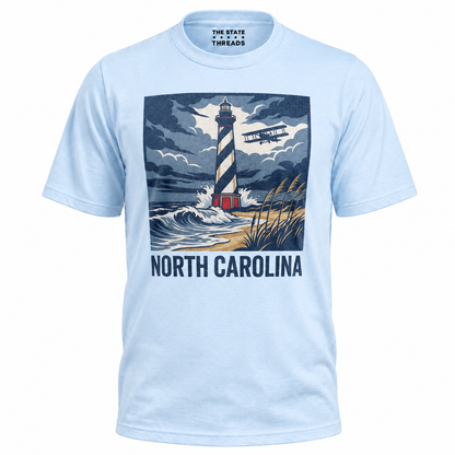 North Carolina Lighthouse Biplane Vintage Coastal Shirt