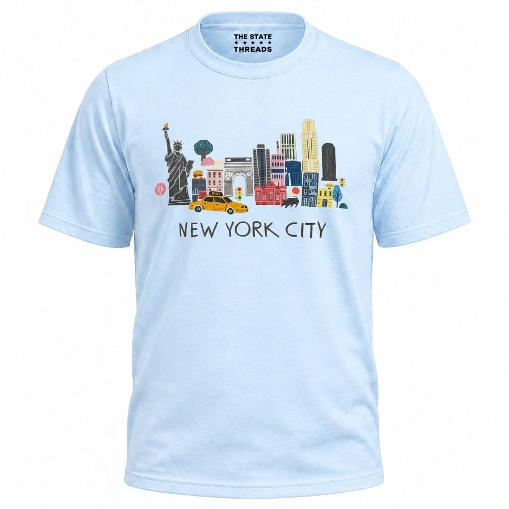 New York City Landmarks Illustrated Souvenir Shirt