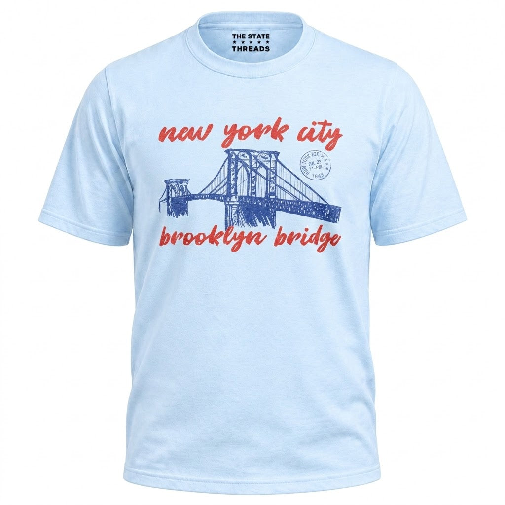 New York City Brooklyn Bridge Vintage Postcard Shirt