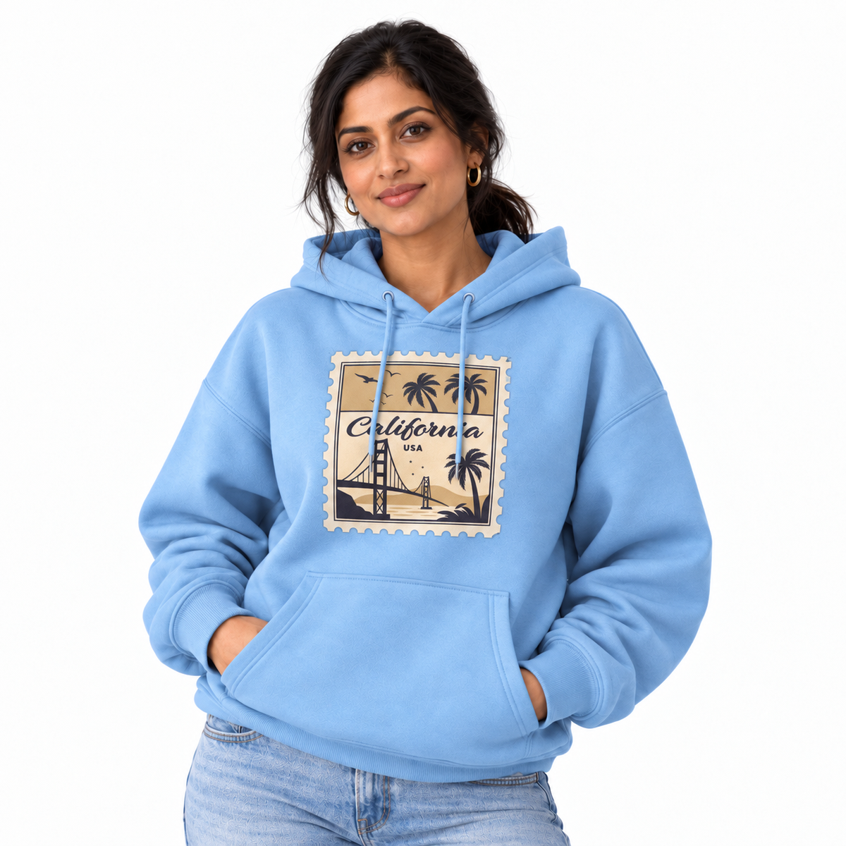 California Golden Gate Bridge Vintage Postage Stamp Hoodie