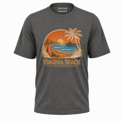 Virginia Beach Retro Sunset Surfboard Shirt