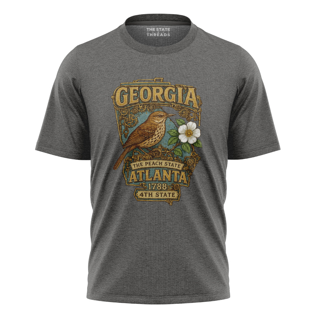 Georgia Steampunk State Bird Flower Peach State Shirt