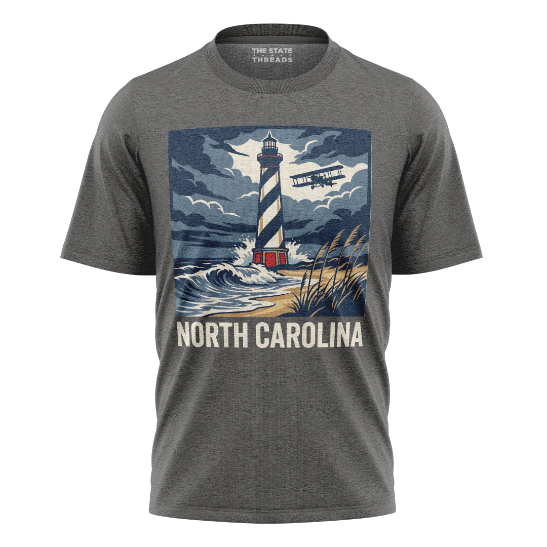 North Carolina Lighthouse Biplane Vintage Coastal Shirt