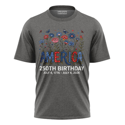 America 250 Floral Birthday Shirt