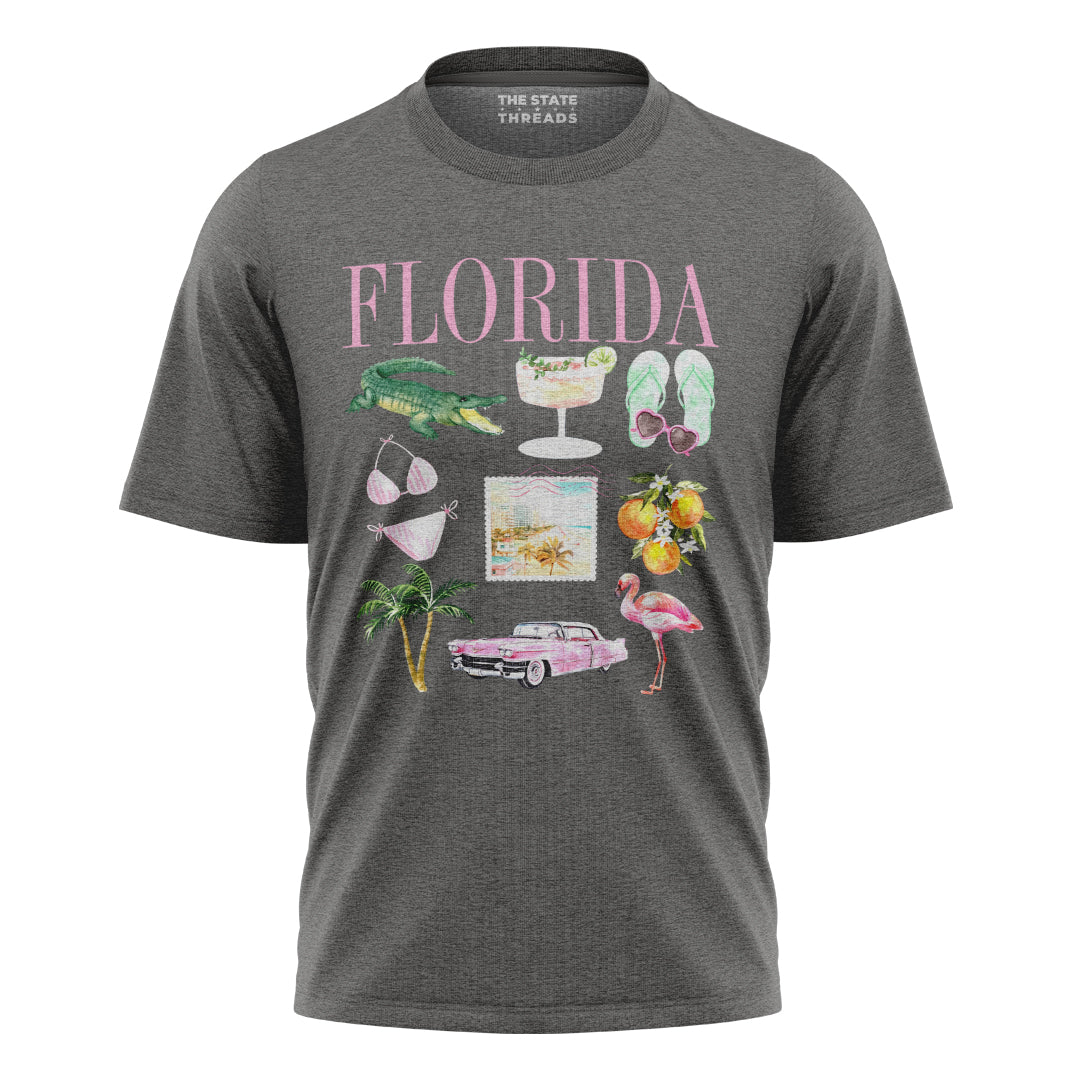 Florida Summer Vacation Icons Beach Fun Collage Shirt