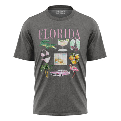 Florida Summer Vacation Icons Beach Fun Collage Shirt