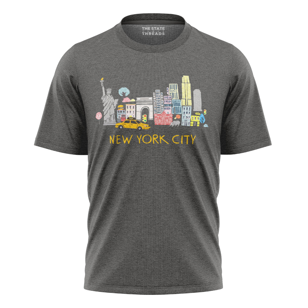 New York City Landmarks Illustrated Souvenir Shirt