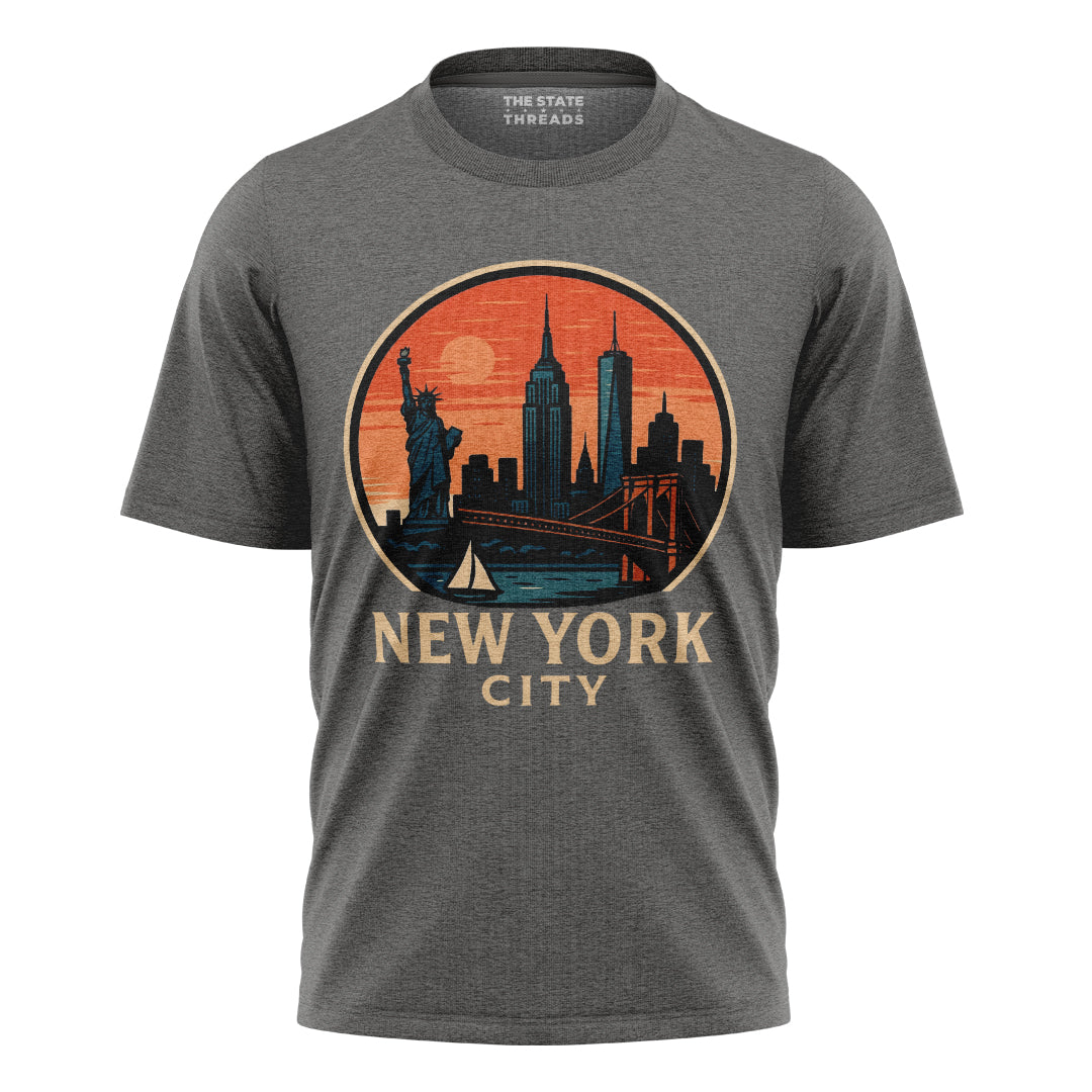 New York City Retro Sunset Circle Badge Shirt
