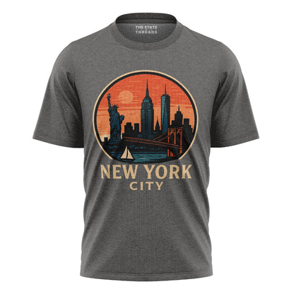 New York City Retro Sunset Circle Badge Shirt