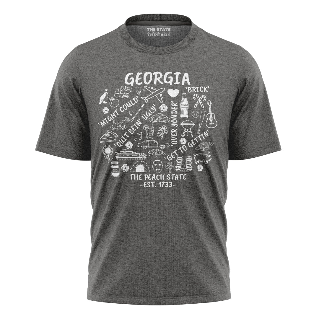 Georgia Peach State Southern Slang Icons Culture Shirt
