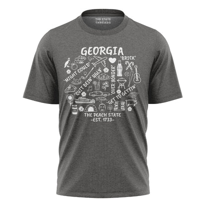 Georgia Peach State Southern Slang Icons Culture Shirt