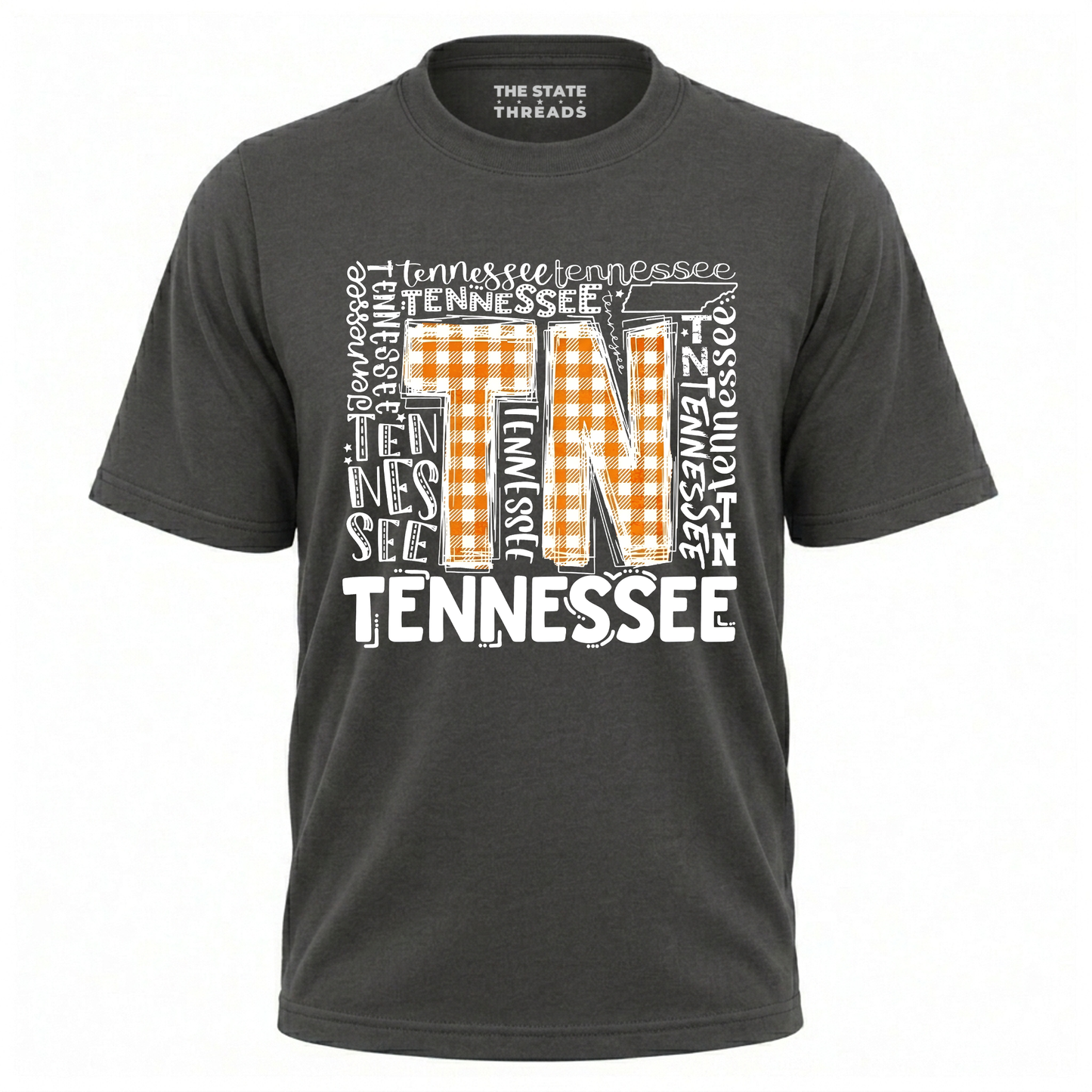 Tennessee Orange Checkerboard TN Typography Shirt