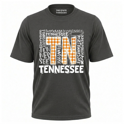 Tennessee Orange Checkerboard TN Typography Shirt
