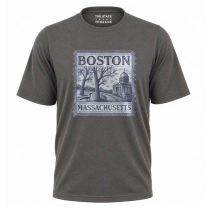 Boston Massachusetts Vintage Postal Stamp Aesthetic Heritage Shirt