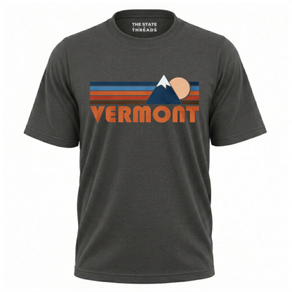 Vermont Green Mountain Retro Sunset Mountain Adventure Shirt