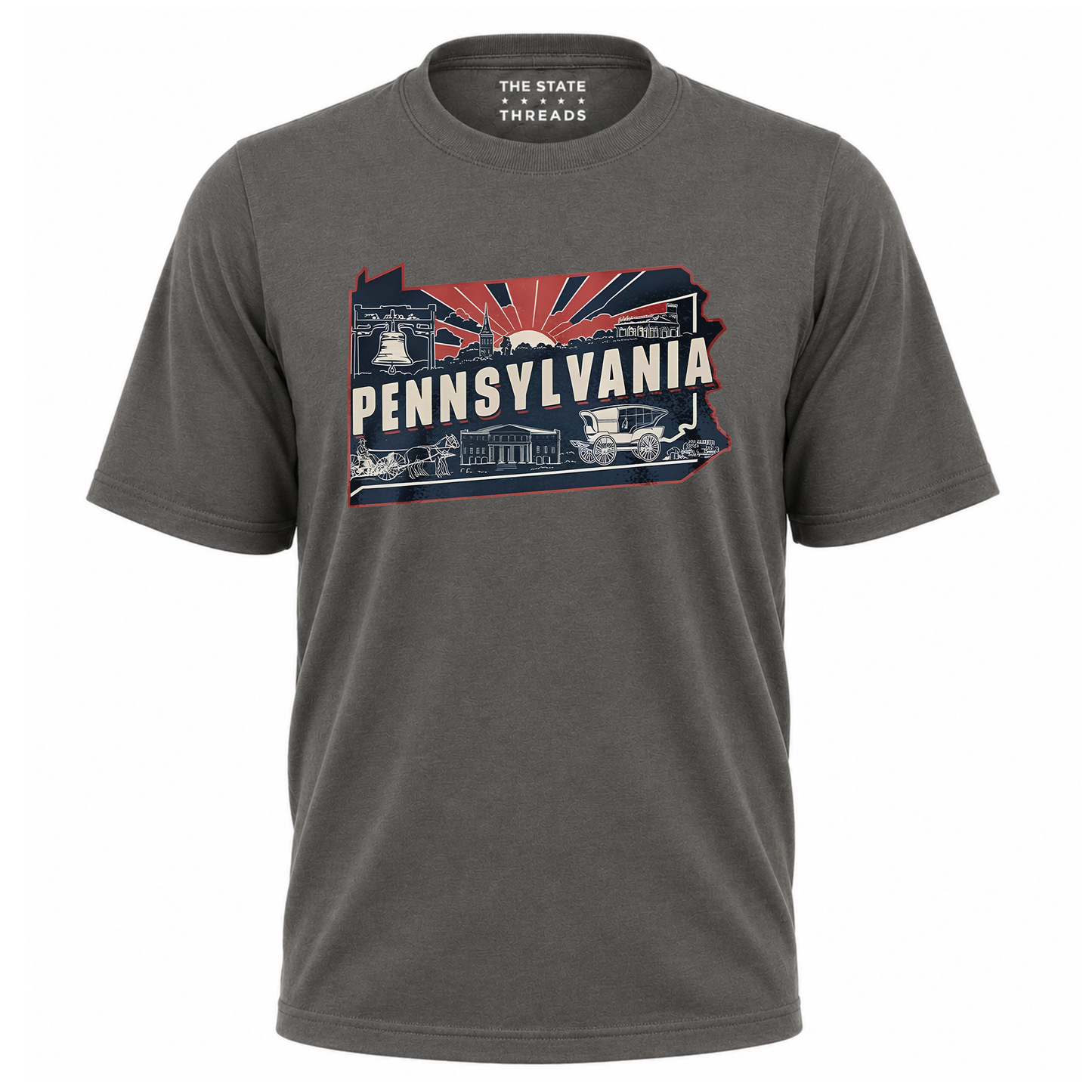 Pennsylvania Retro State Map Landmark Sunset Shirt