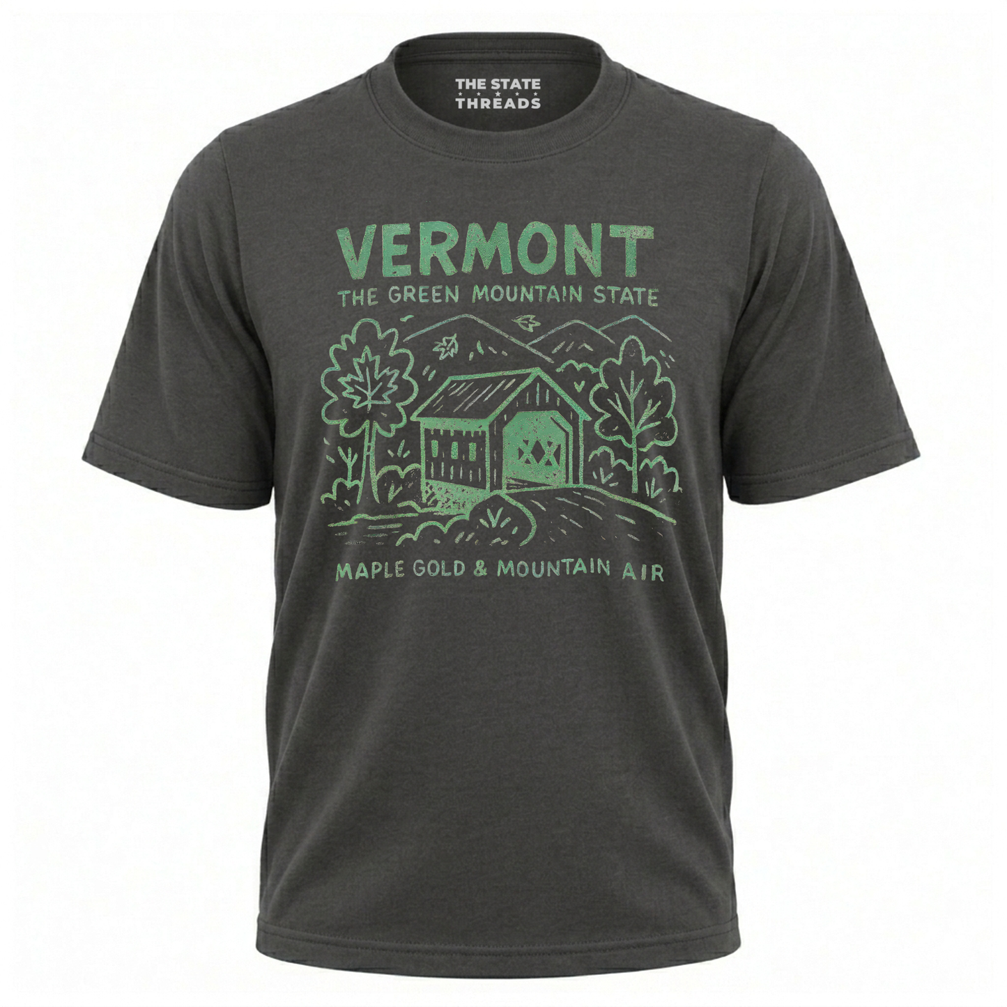 Vermont Green Mountain State Maple Gold Covered Bridge Shirt
