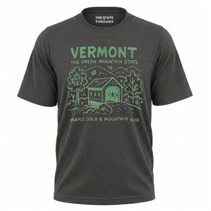 Vermont Green Mountain State Maple Gold Covered Bridge Shirt