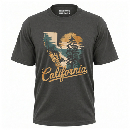 California State Map Retro Sunset Coastal Nature Shirt