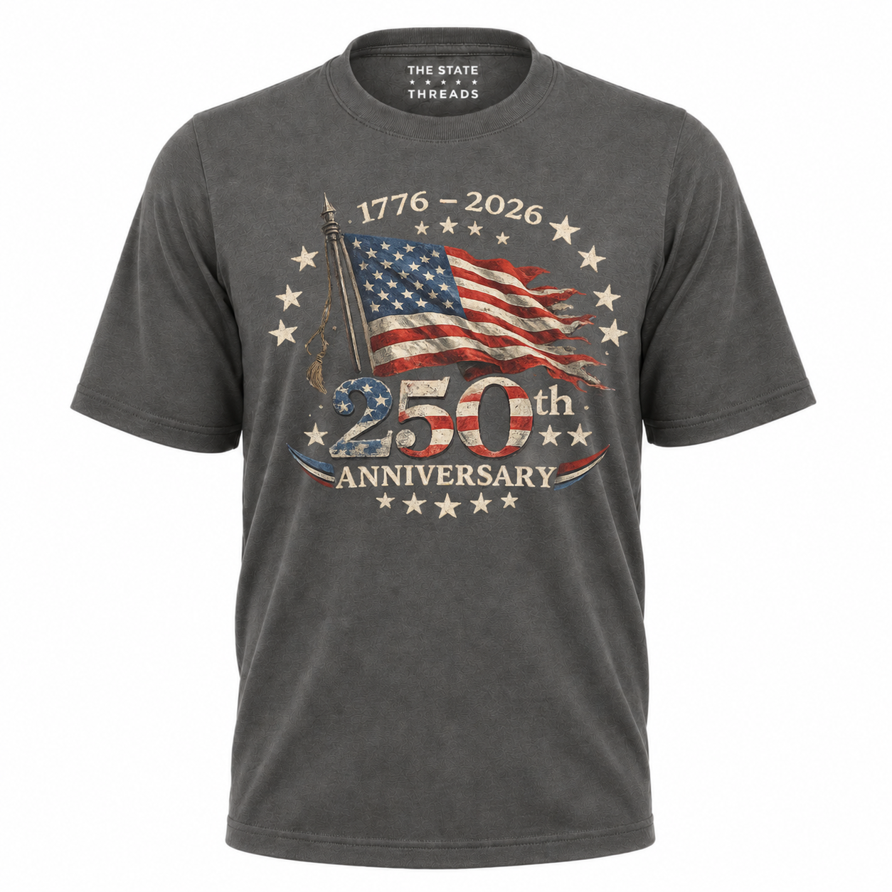 America 250th Anniversary Waving Flag Vintage Patriotic Shirt