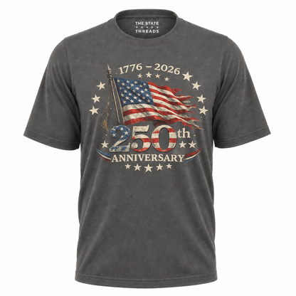 America 250th Anniversary Waving Flag Vintage Patriotic Shirt