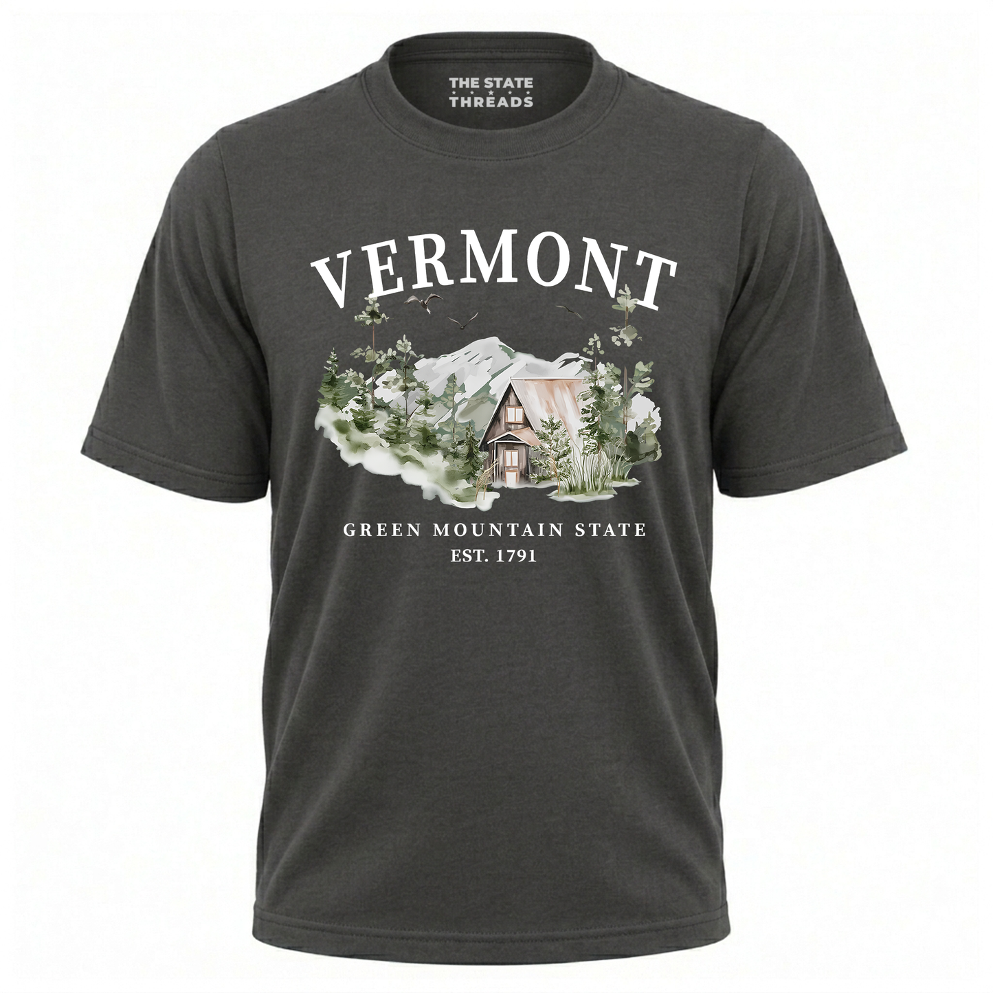 Vermont Green Mountain State A-Frame Cabin Nature Shirt