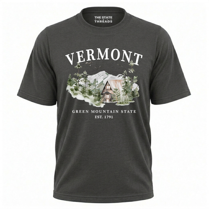 Vermont Green Mountain State A-Frame Cabin Nature Shirt