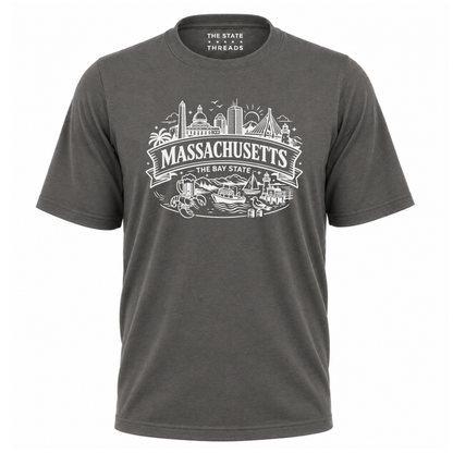 Massachusetts Bay State Boston Skyline Coastal Travel Shirt