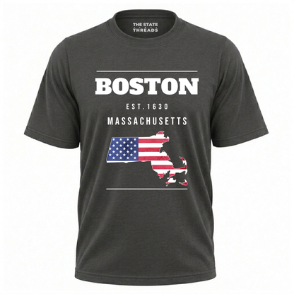 Boston Massachusetts Flag Map State Pride Shirt