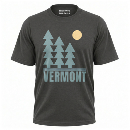 Vermont Minimalist Pine Trees Sun Nature Graphic Shirt